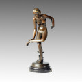 Обнаженная бронзовая скульптура Рисунок Леди Резьба Деку Статуя из латуни TPE-128